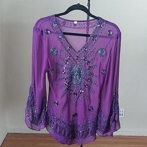 Gorgeous hand beaded purple tunic